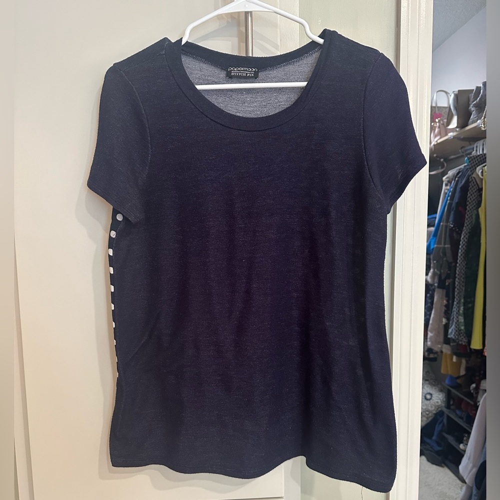 Papermoon Polkadot Back Navy Short Sleeve Tee